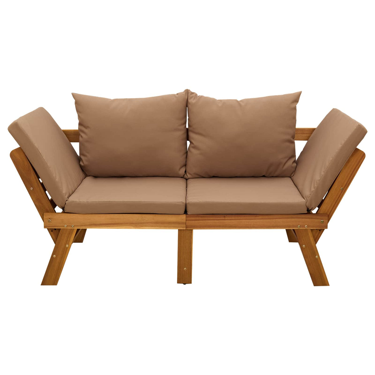 3-in-1 garden bench with cushions Solid Acacia Wood Natural