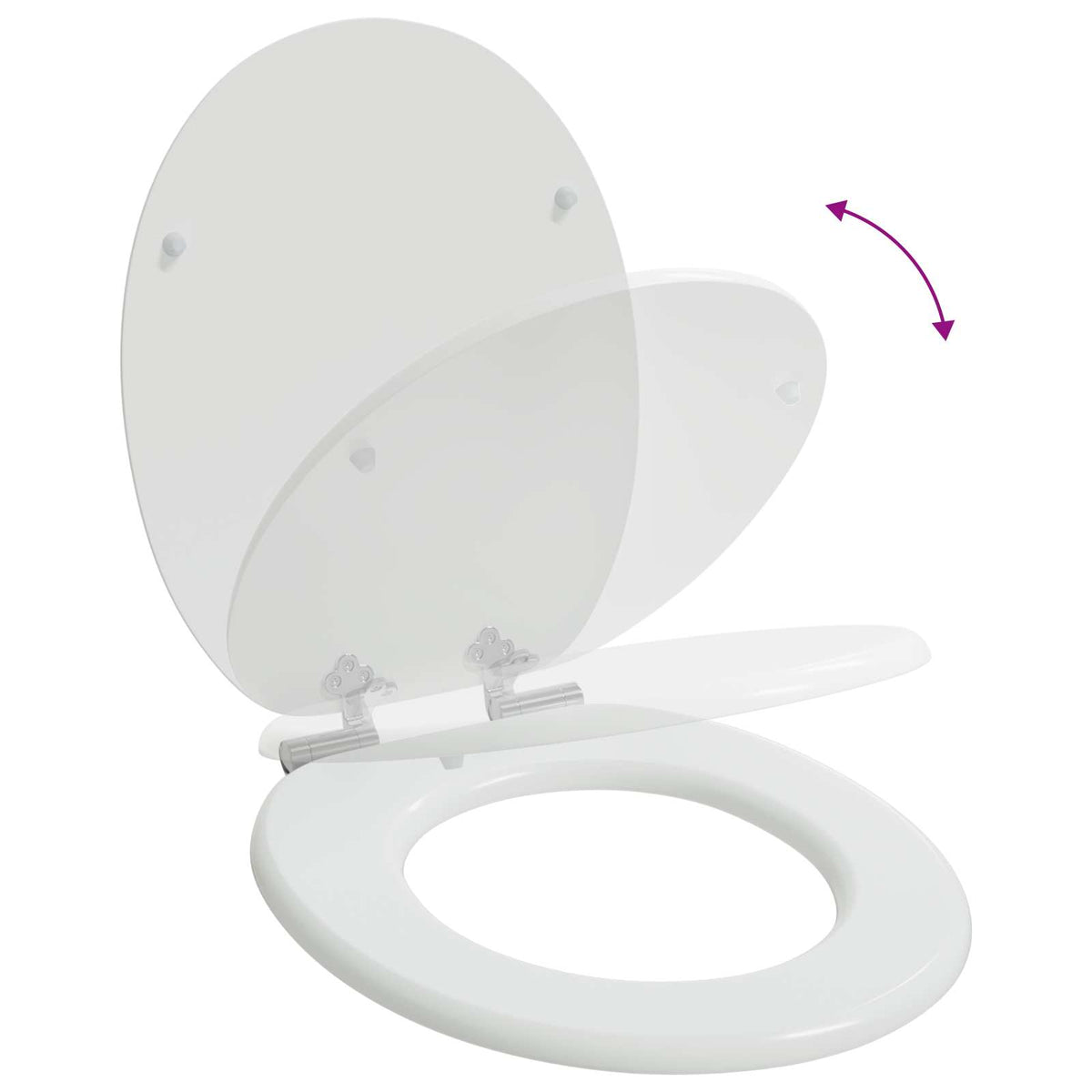 Soft-Close Toilet Seat White 44 x 38 cm MDF board