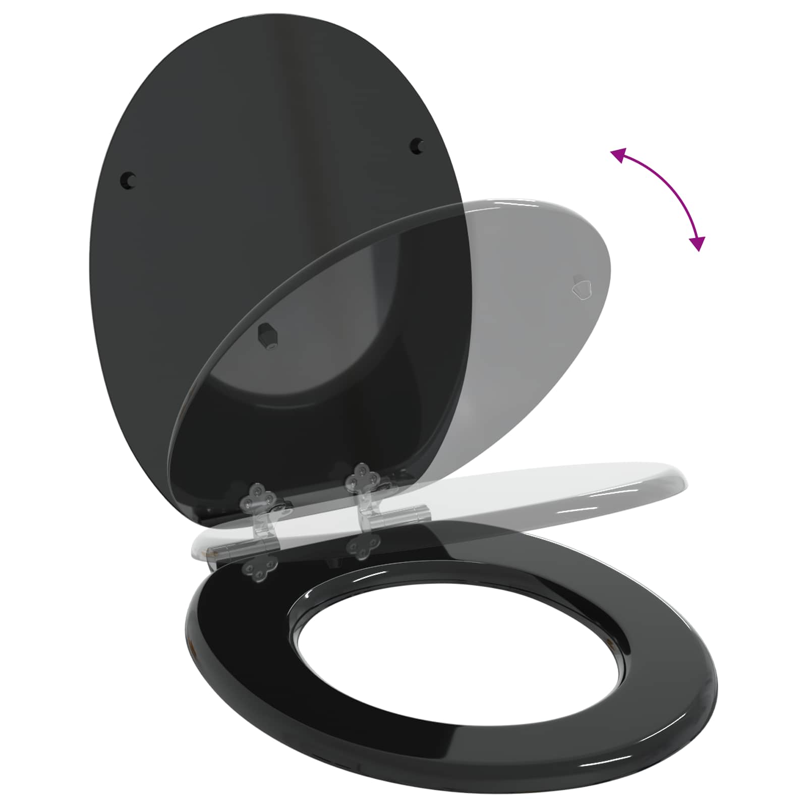 Soft-Close Toilet Seat Black 44 x 38 cm MDF board