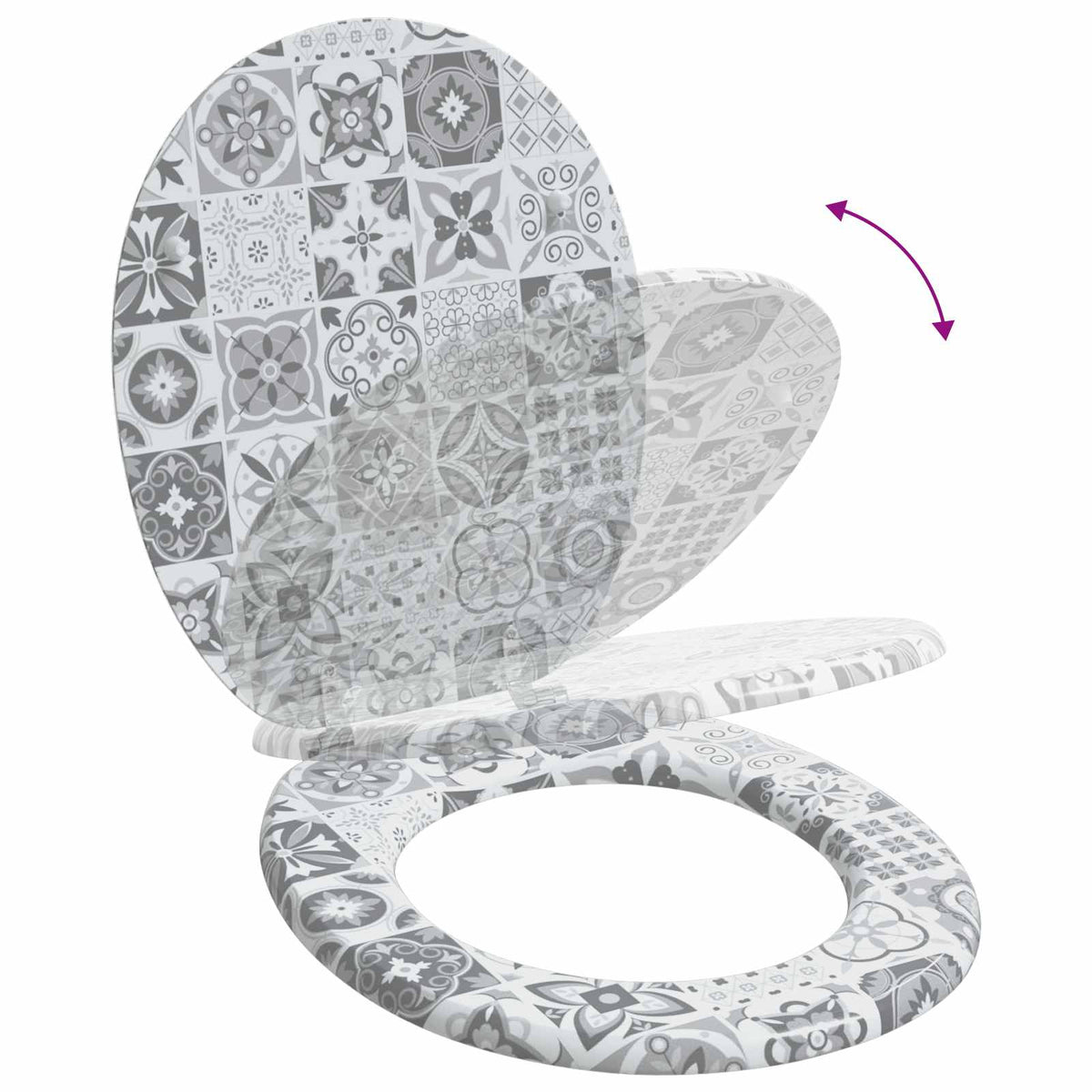 Soft-Close Toilet Seat Grey 44 x 38 cm MDF board