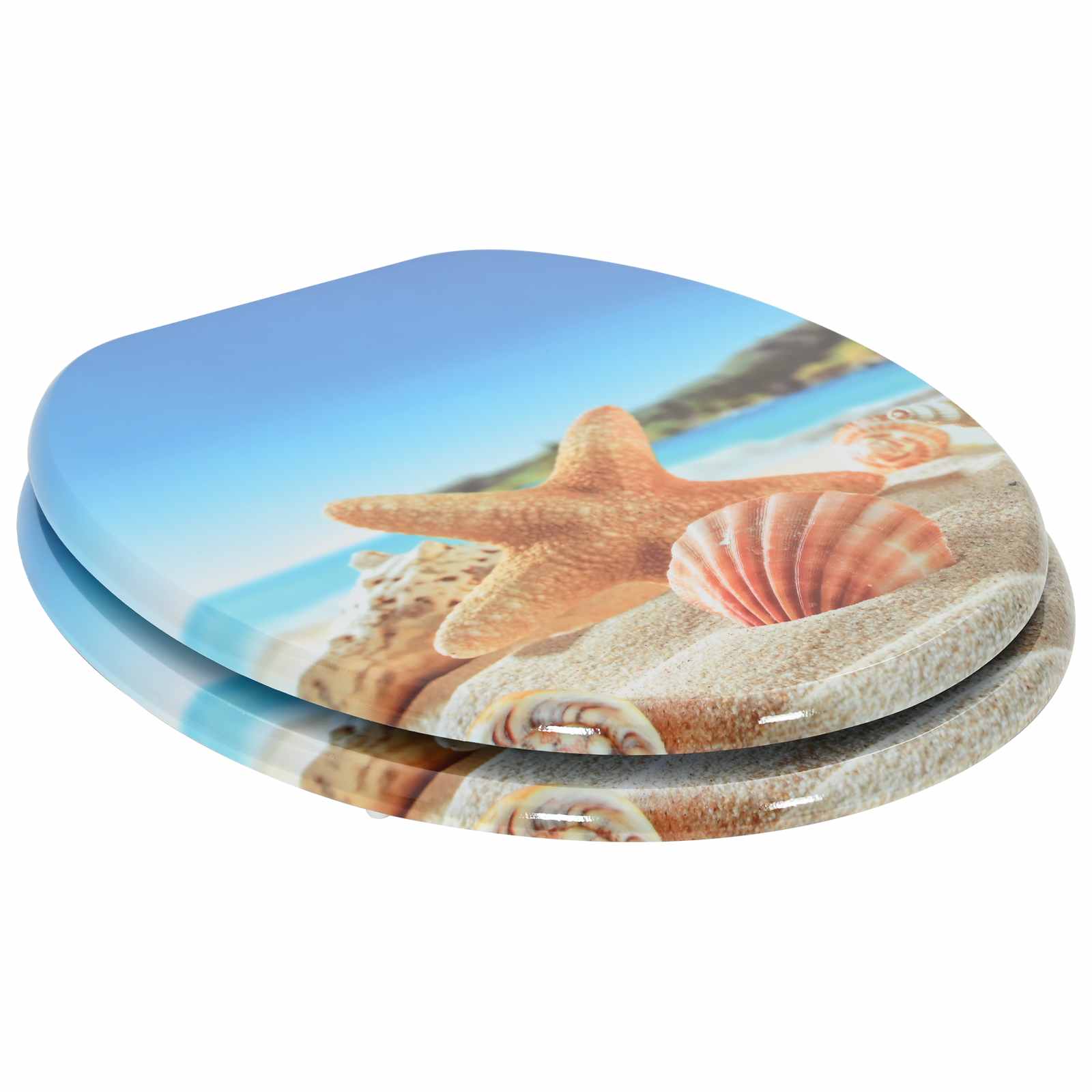 Soft-Close Toilet Seat Light Blue 44 x 38 cm MDF board