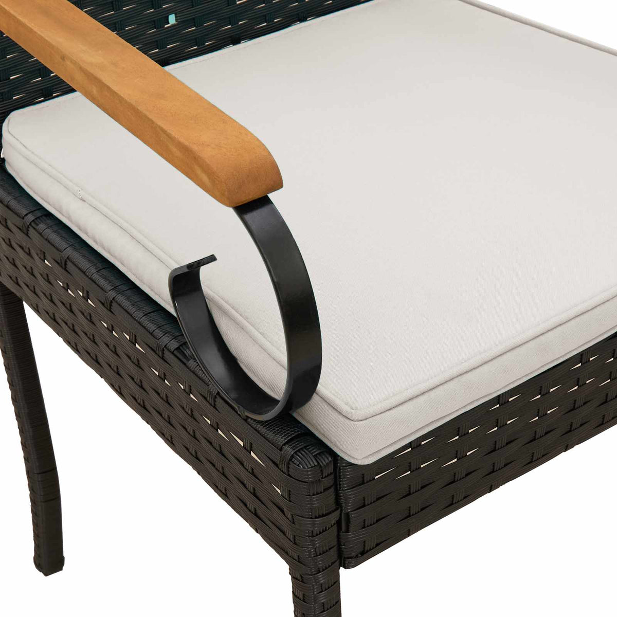 Garden Chairs with Cushion 2 pcs Black and Cream White