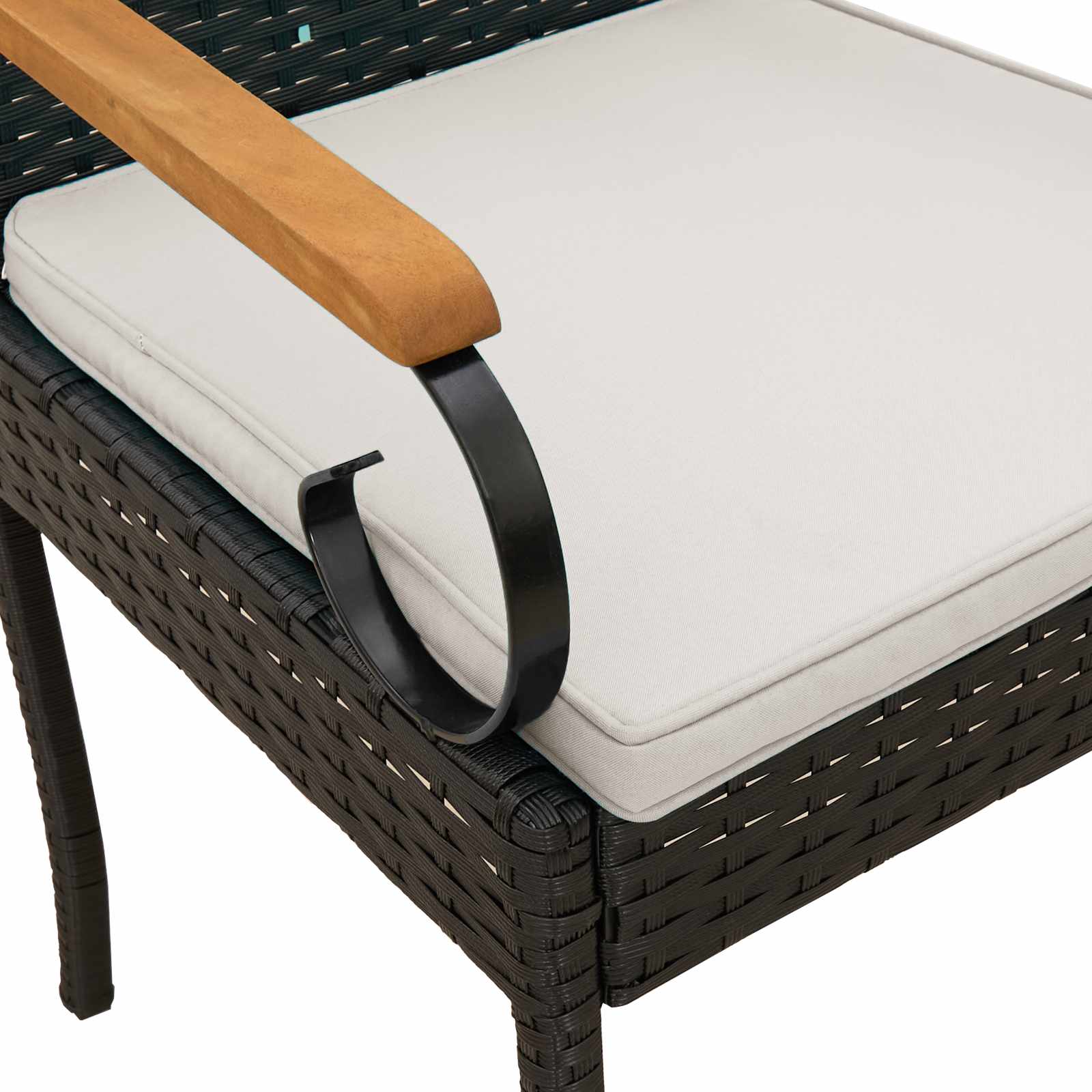 Garden Chairs with Cushion 4 pcs Black and Cream White