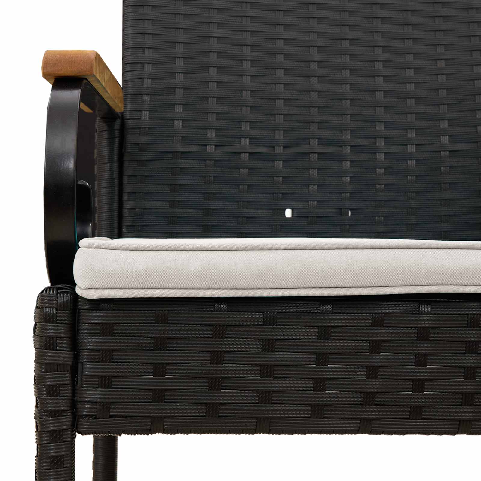 Garden Chairs with Cushion 4 pcs Black and Cream White