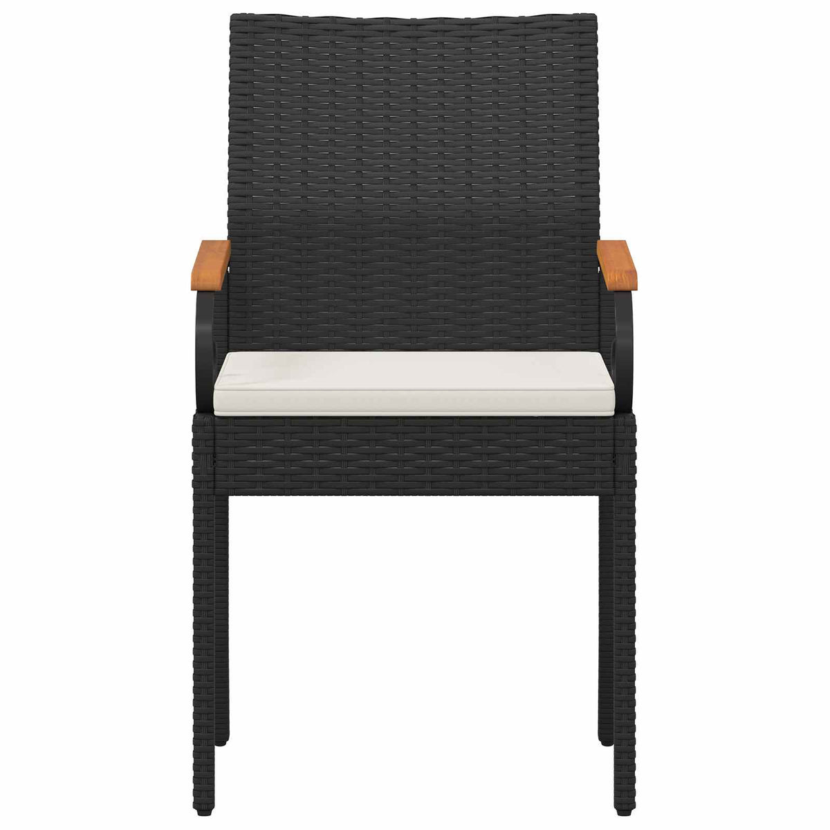 Garden Chairs with Cushion 4 pcs Black and Cream White
