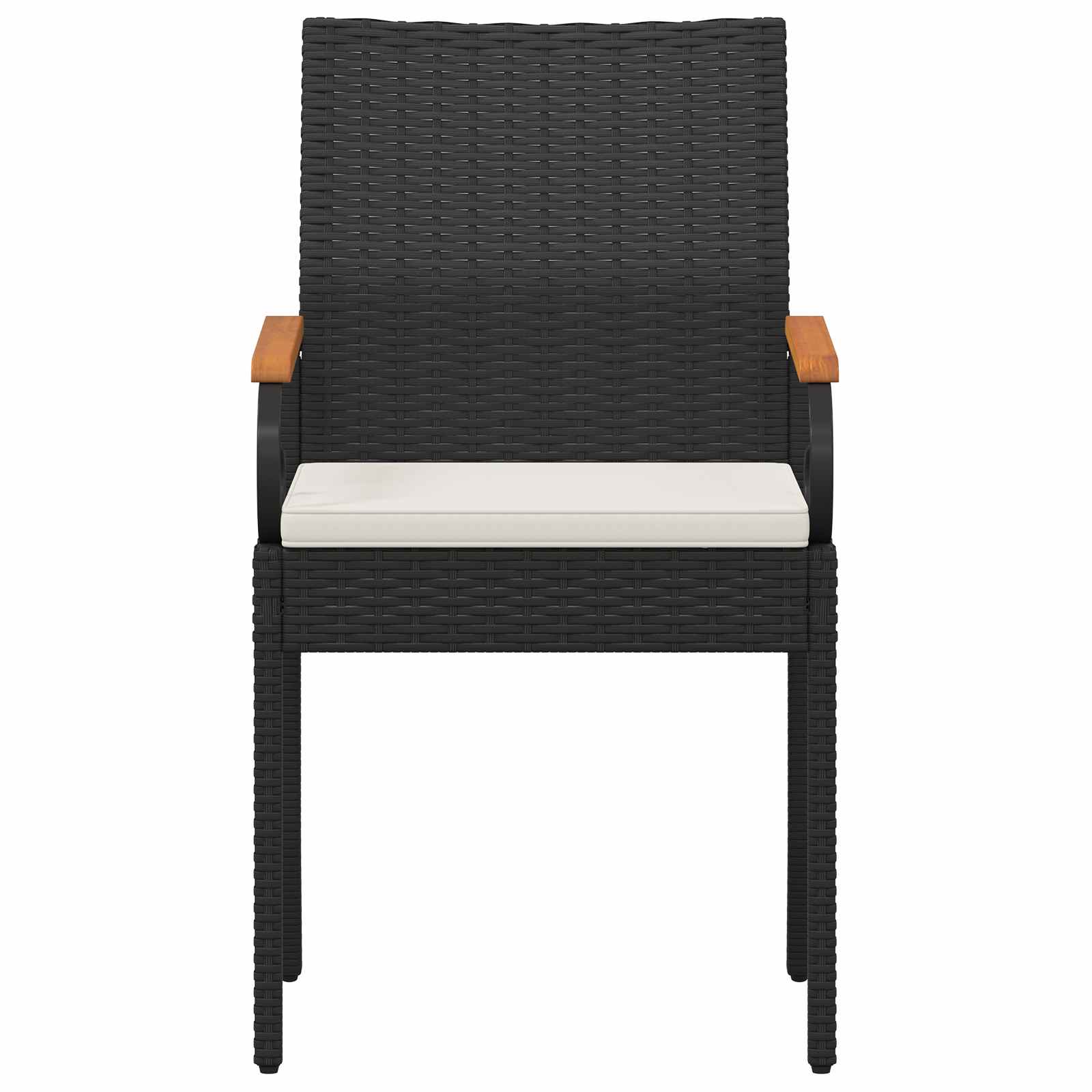 Garden Chairs with Cushion 4 pcs Black and Cream White