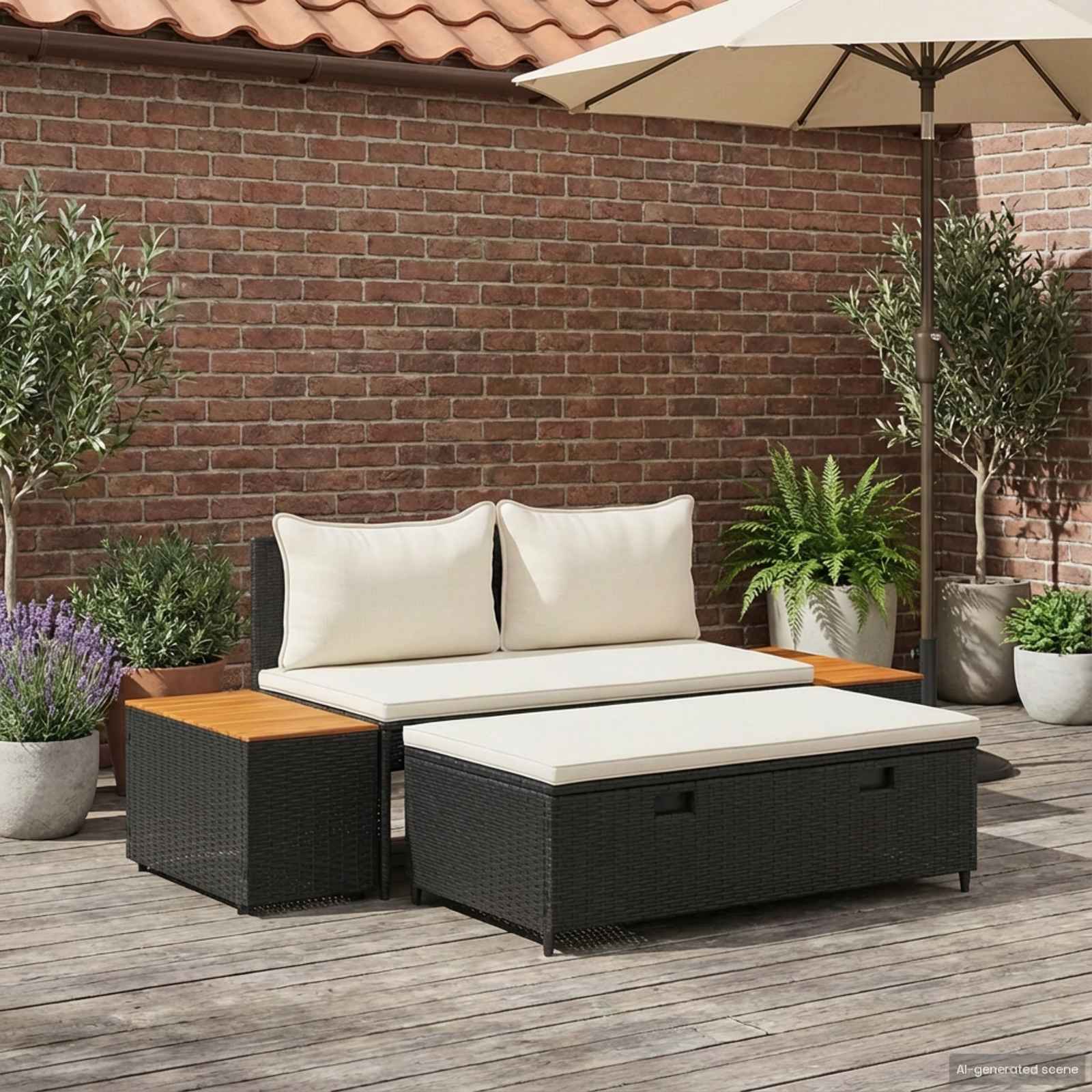 Outdoor Sofa Set 4 -Seater 4 pcs 55 x 30 x 39 cm.
