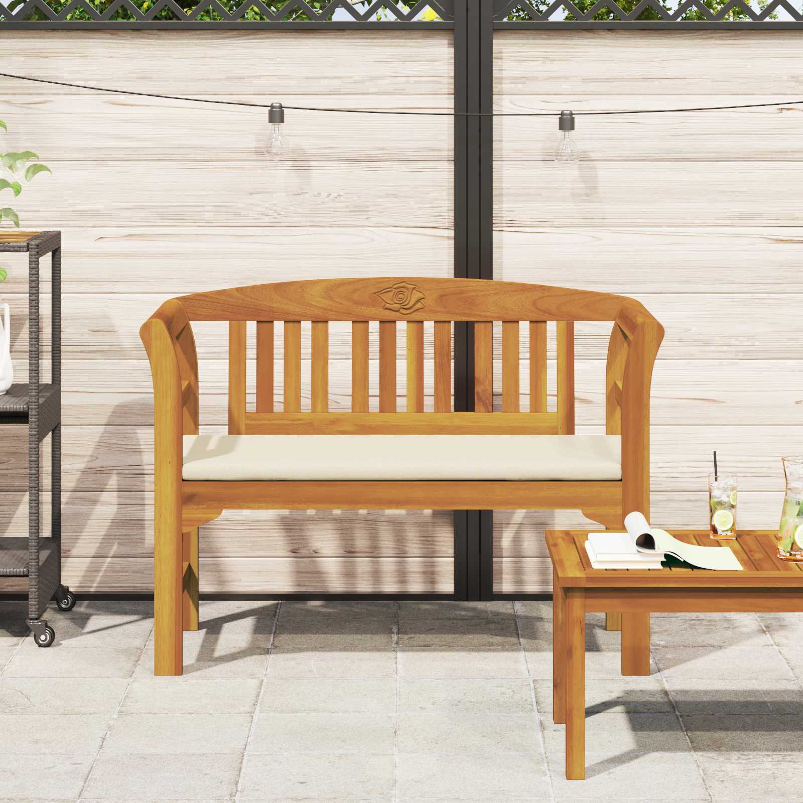Rose Bench Natural 114 x 46 x 82.5 cm Solid Acacia Wood