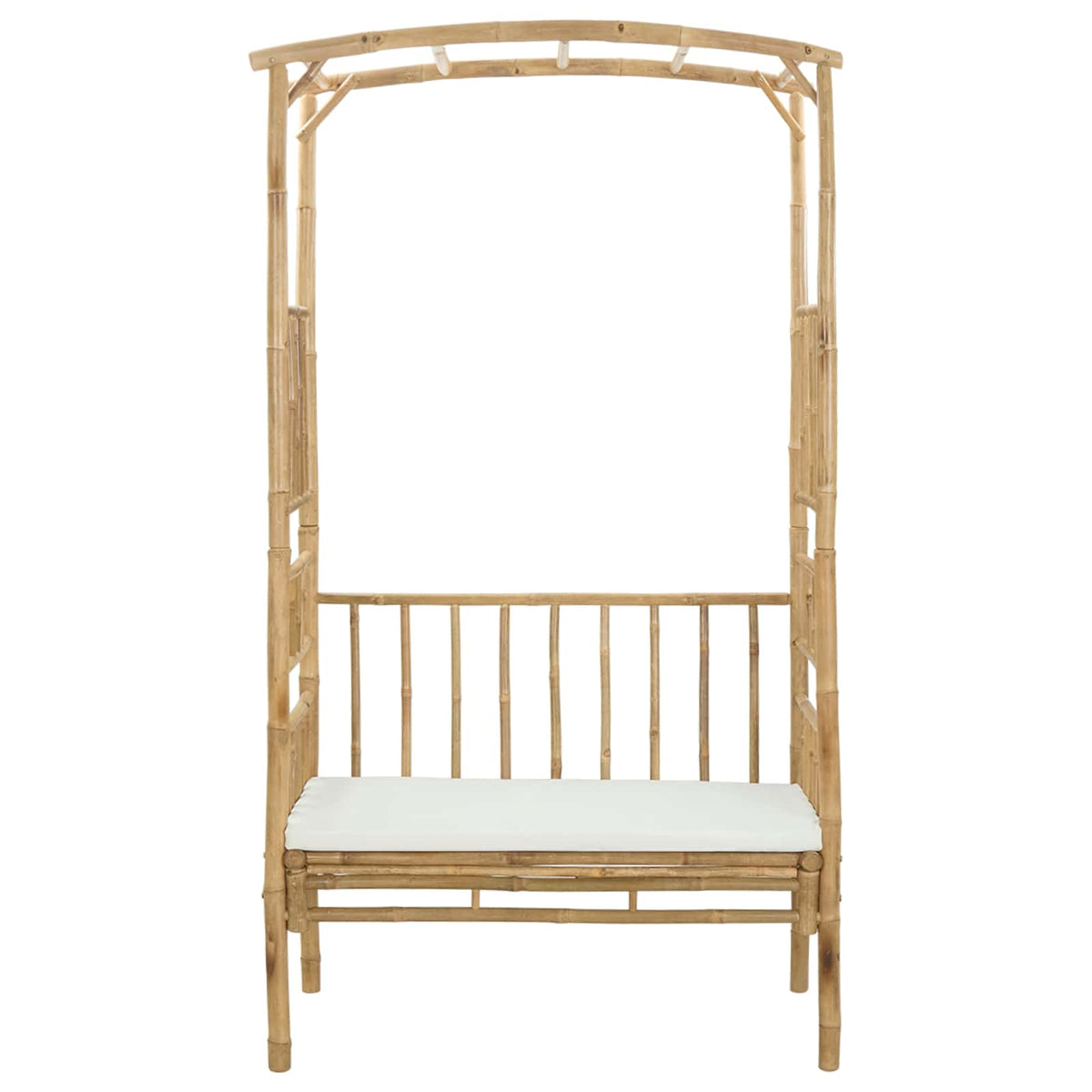 Garden Arch with Bench Cream White 115 x 50 x 205 cm Bamboo
