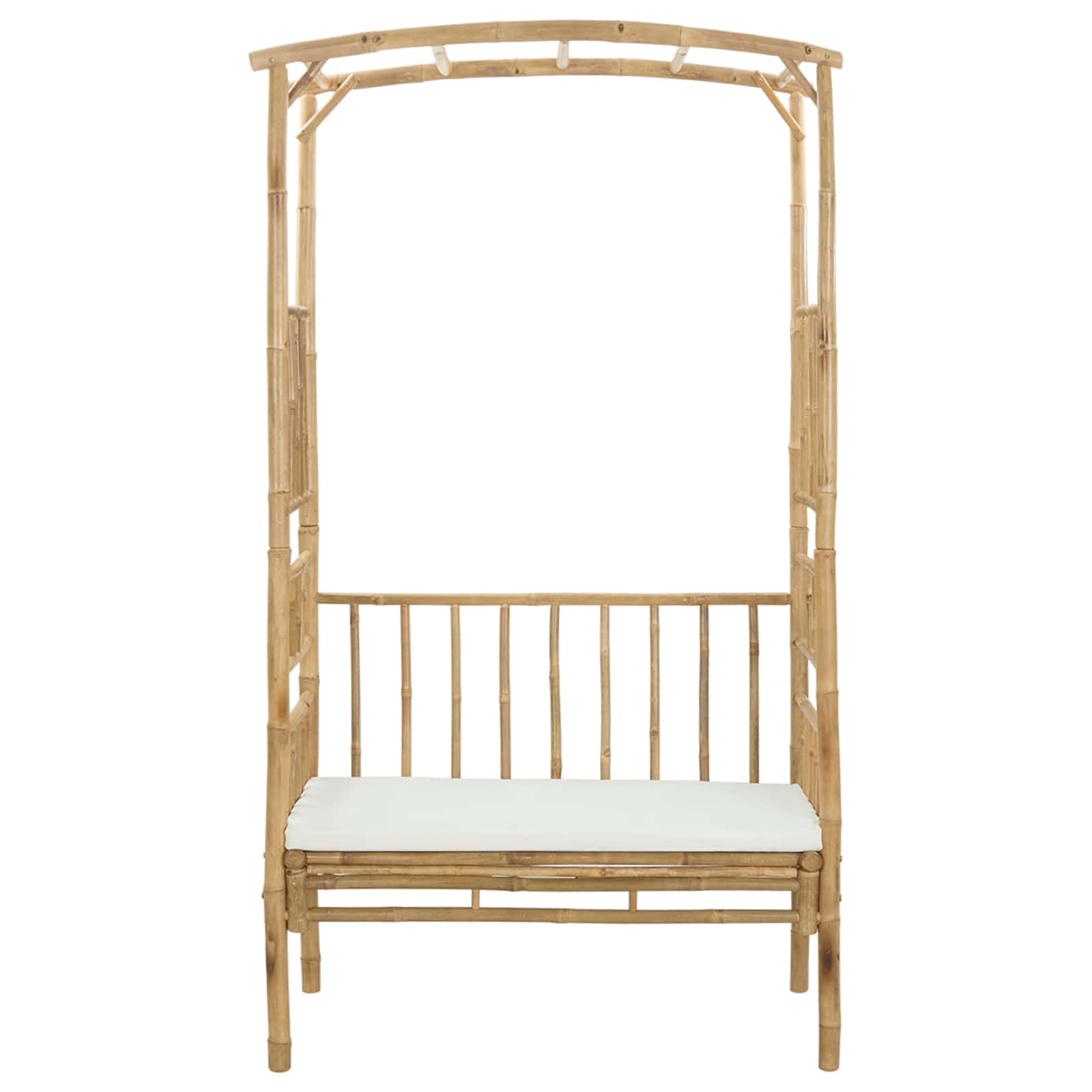 Garden Arch with Bench Cream White 115 x 50 x 205 cm Bamboo