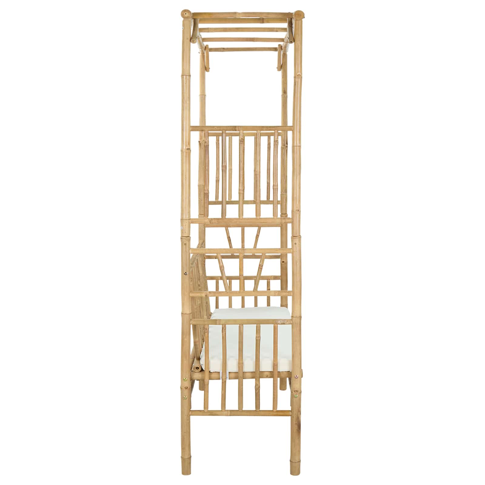 Garden Arch with Bench Cream White 115 x 50 x 205 cm Bamboo