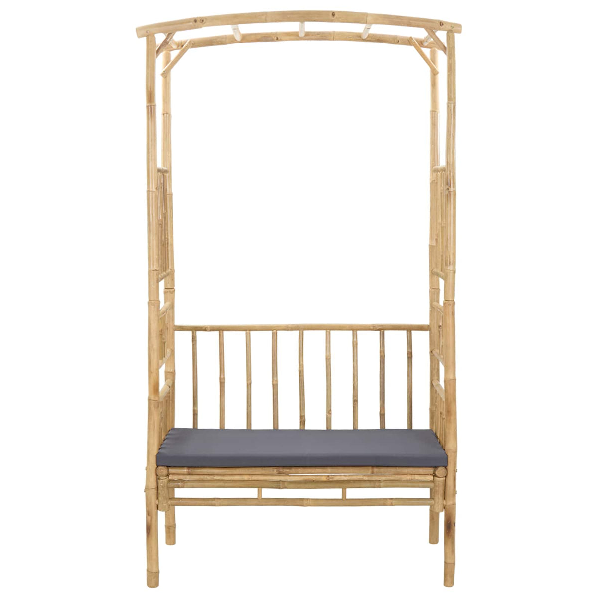Garden Arch with Bench Dark Grey 115 x 50 x 205 cm Bamboo