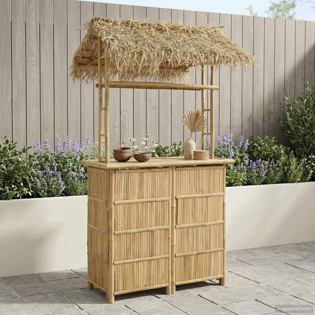 Outdoor Bar Table Natural 115 x 95 x 215 cm Bamboo