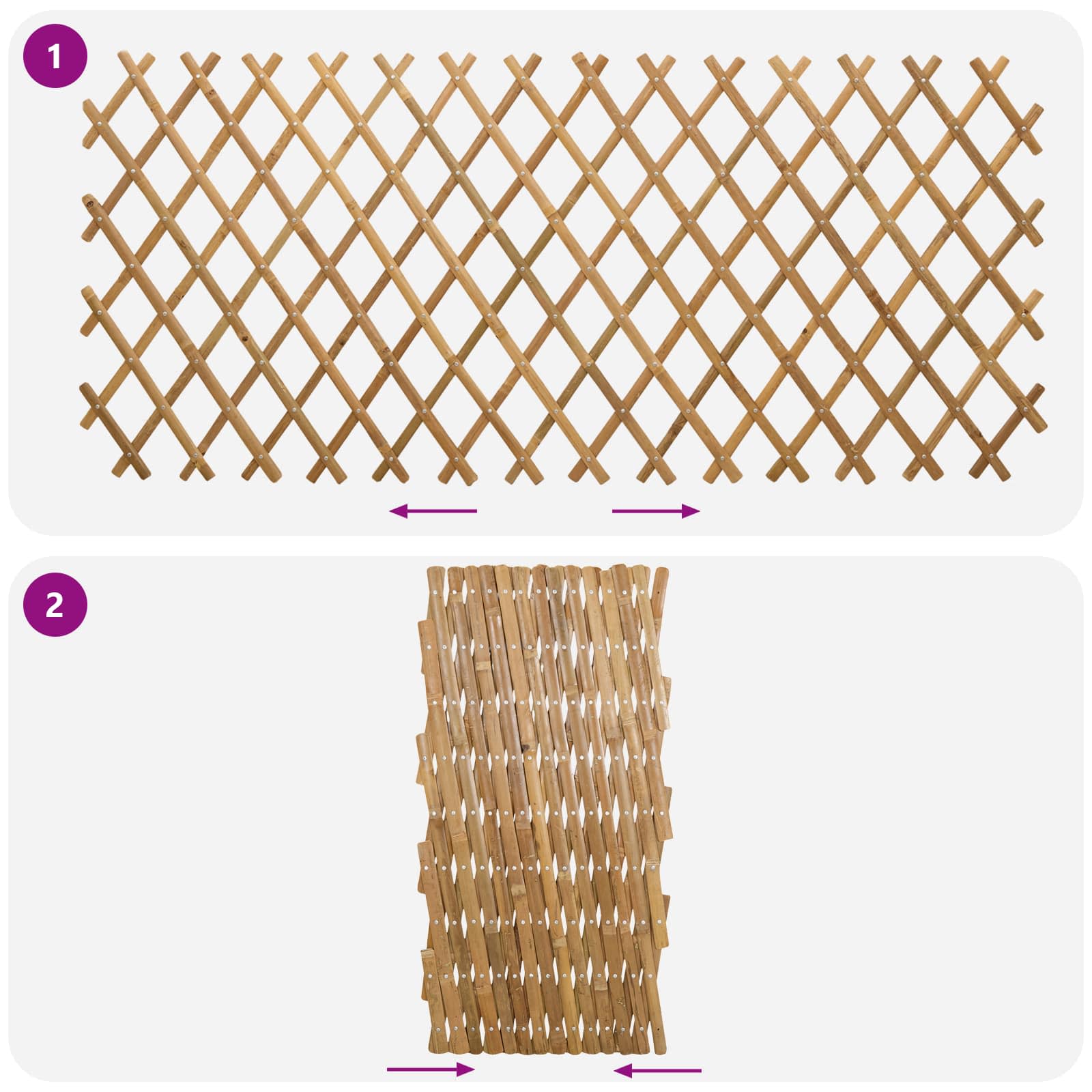 Expandable Trellis Fence 2 pcs Light Brown 100 x 105 cm Bamboo