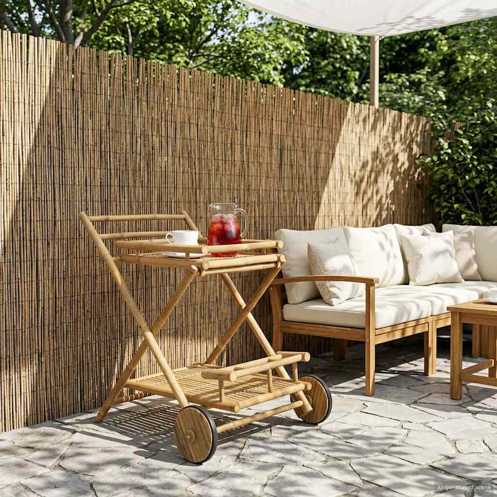 Tea Trolley with wheels Natural 79 x 67.5 x 84 cm Bamboo