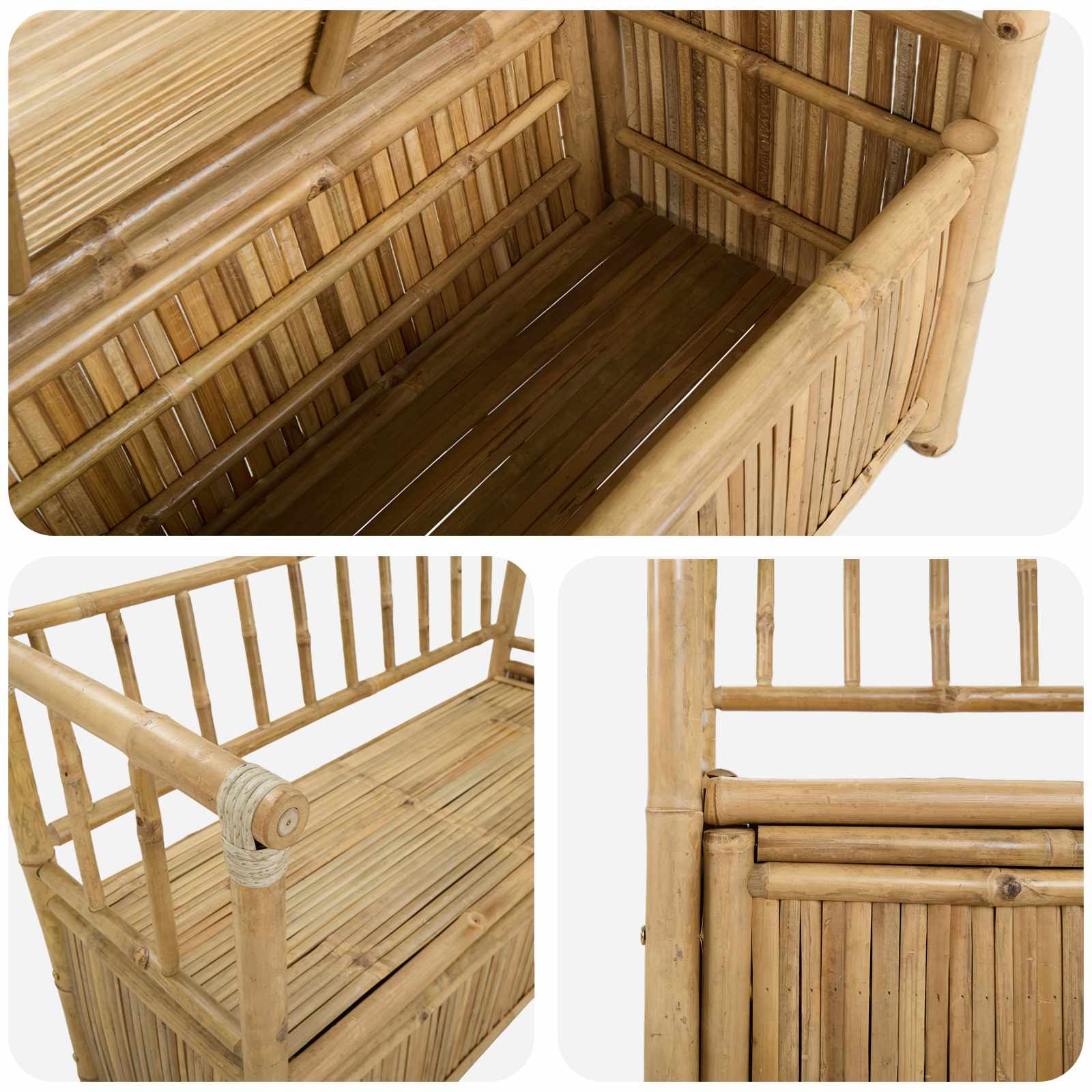 Garden Storage Bench 110 x 47 x 80 cm Bamboo Natural