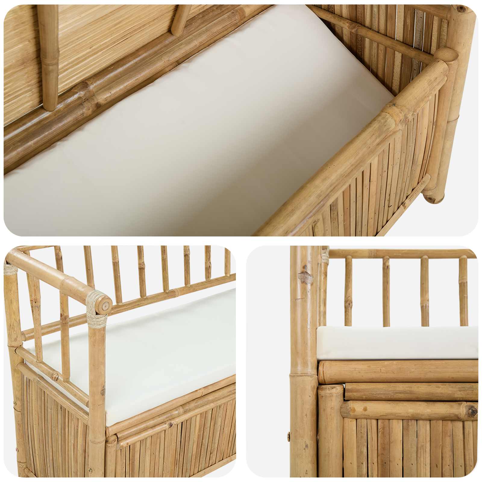 Garden Storage Bench 110 x 47 x 80 cm Bamboo Natural