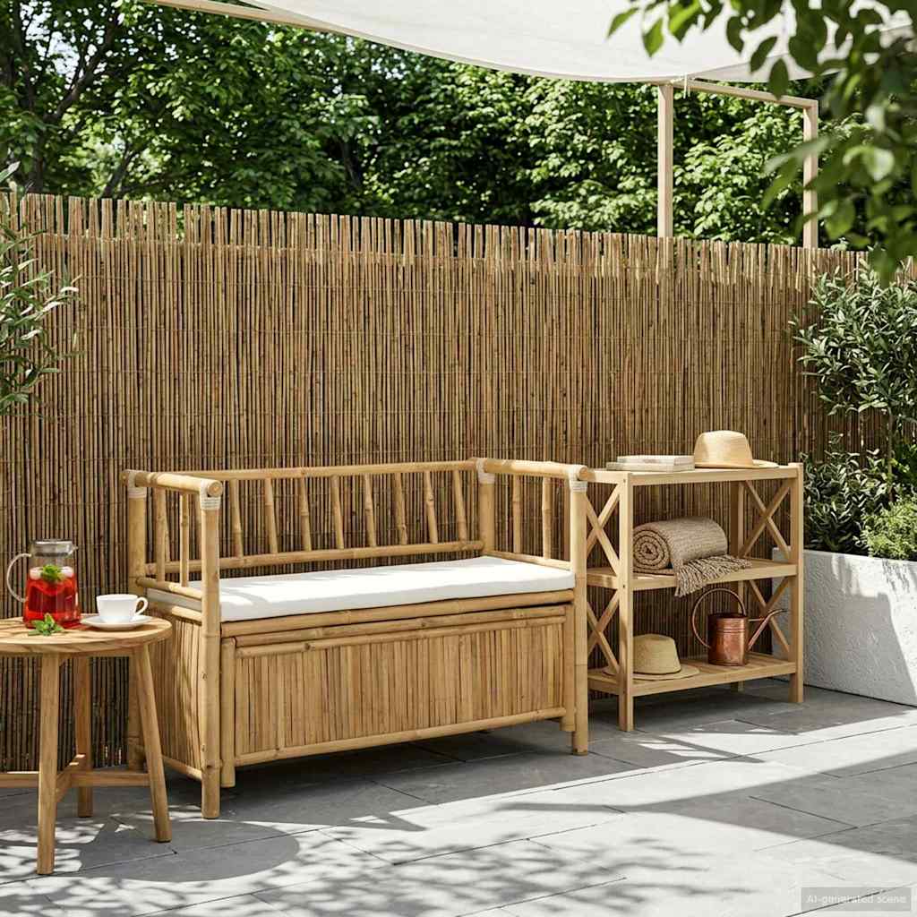 Garden Storage Bench 110 x 47 x 80 cm Bamboo Natural