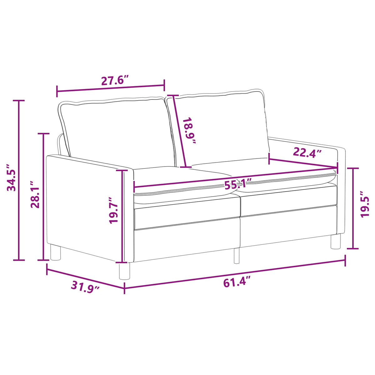 Sofa Dark Grey 156 x 81 x 87.5 cm Fabric