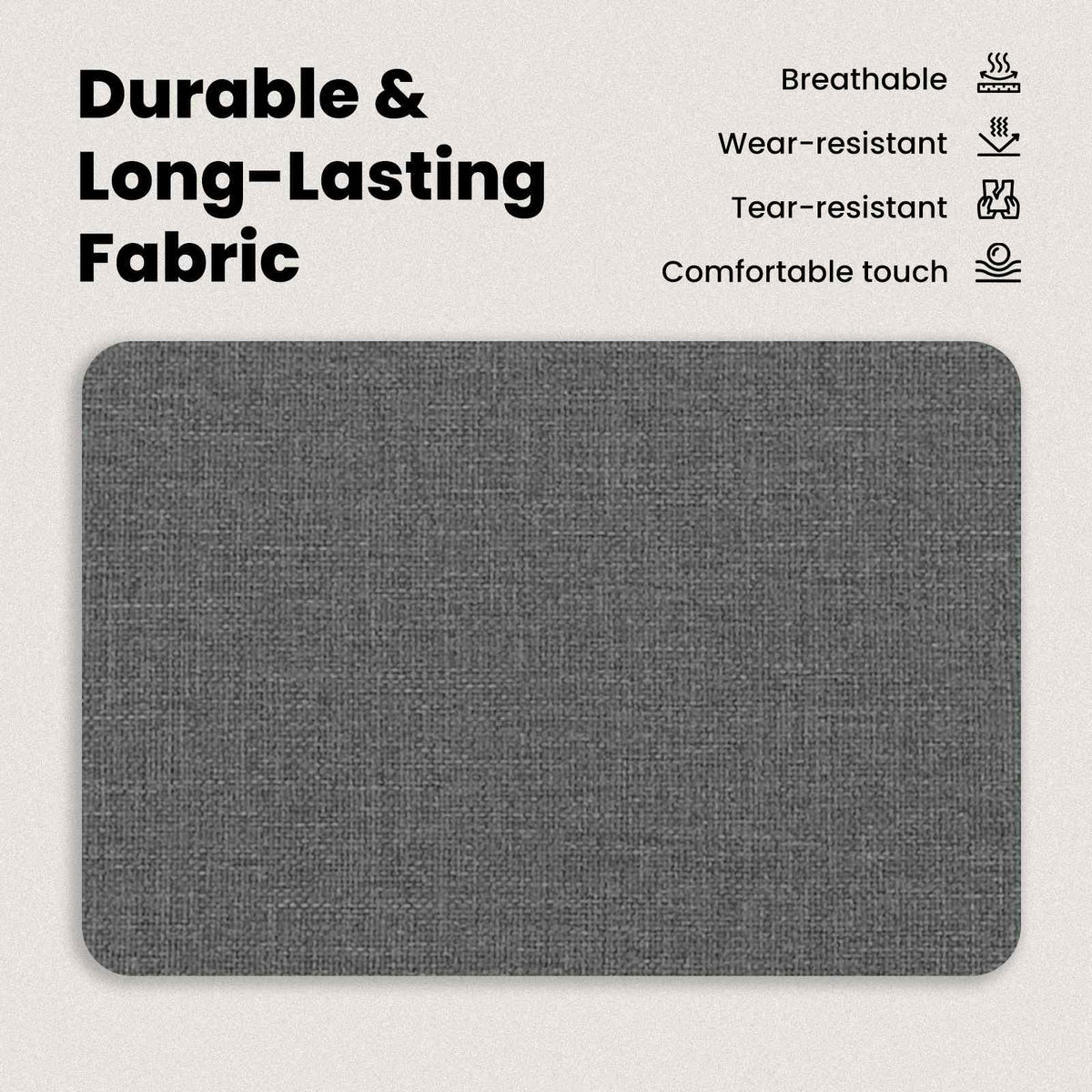 Sofa Dark Grey 196 x 81 x 87.5 cm Fabric