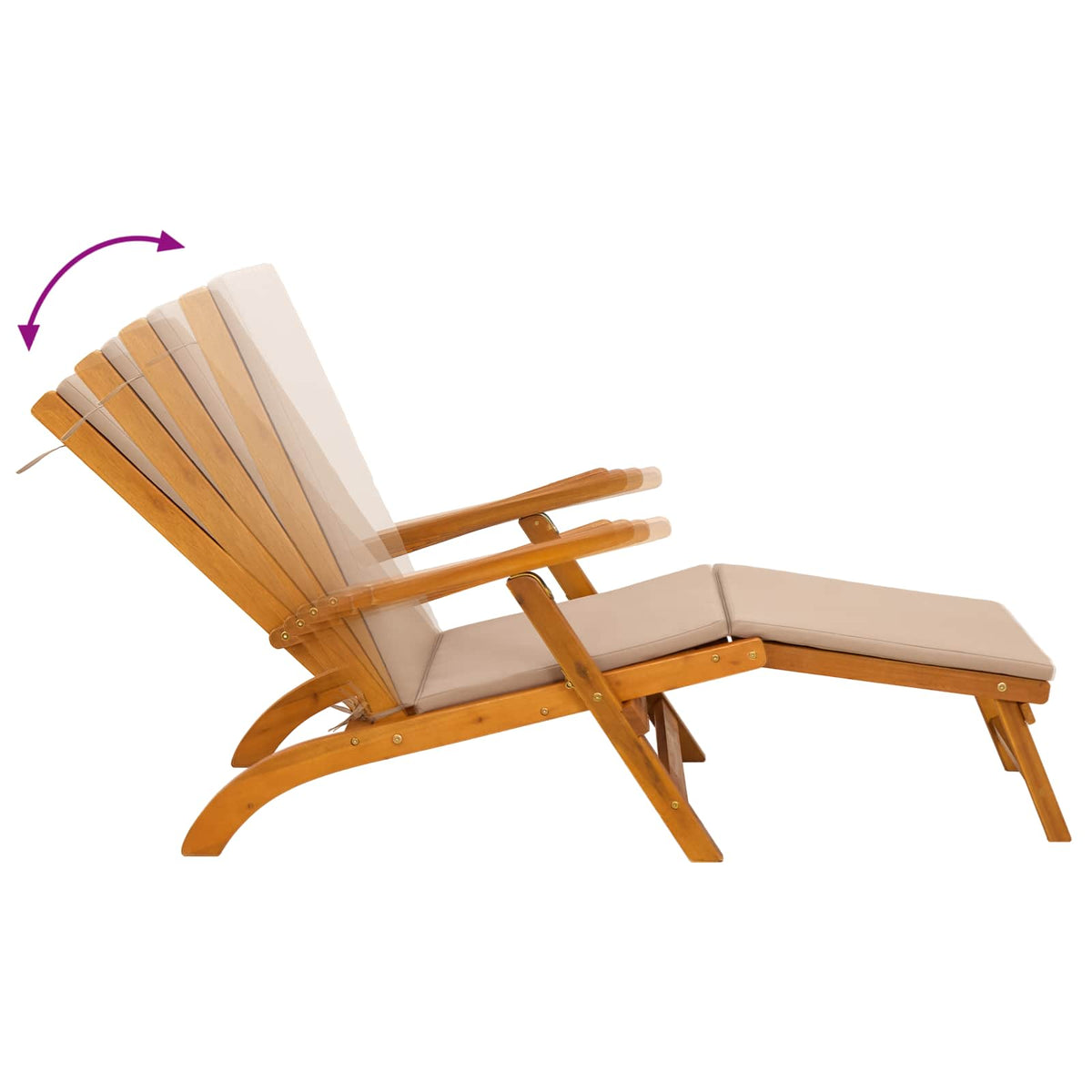 Reclining and Folding Sunlounger Solid Acacia Wood