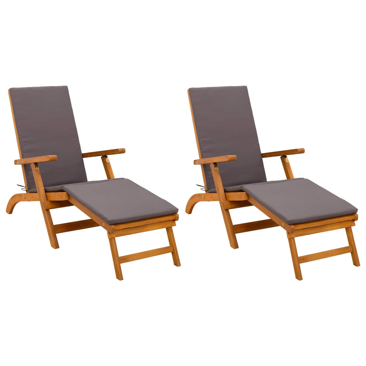 Reclining and Folding Sunlounger 2 pcs Grey 55 x 146 x 91 cm