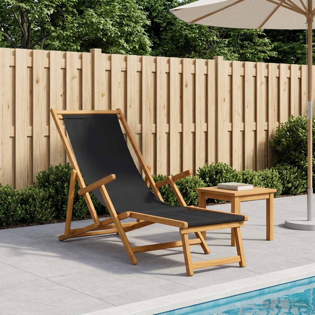 Folding Sun Lounger 3 Position Solid Eucalyptus Wood Black