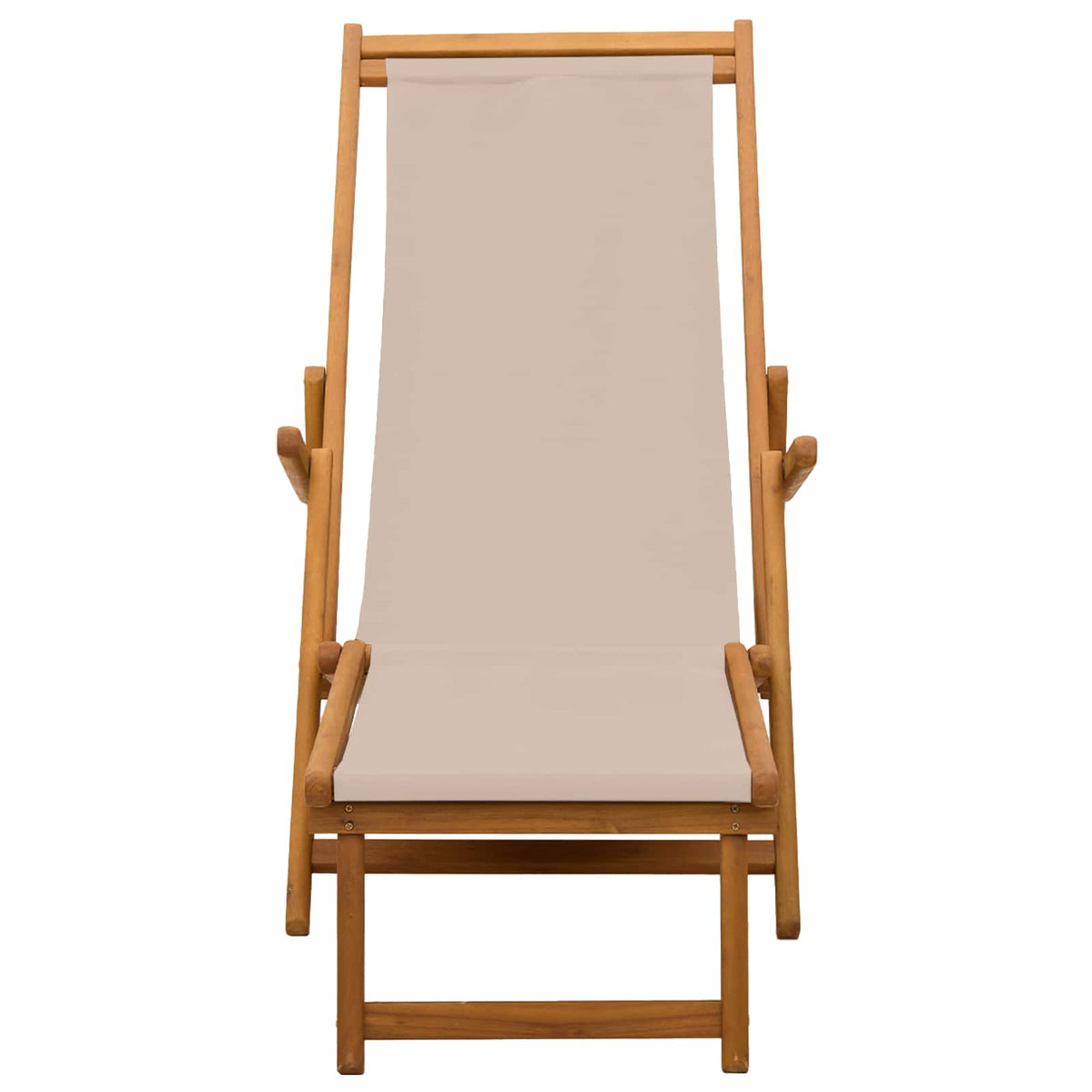 Folding Sun Lounger Solid Eucalyptus Wood Beige