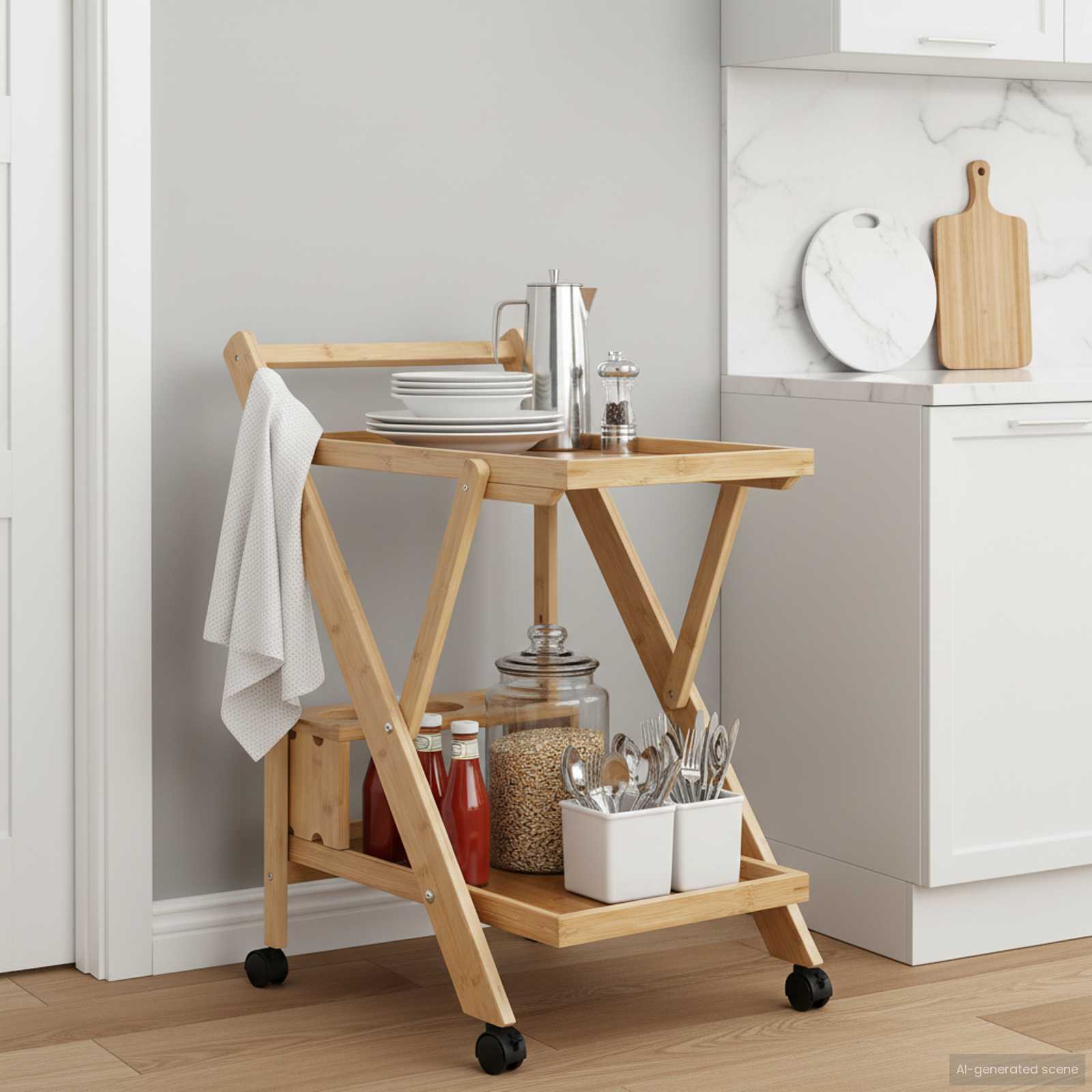 Kitchen Trolley with Wheels Light Brown 65 x 40.5 x 76.5 cm
