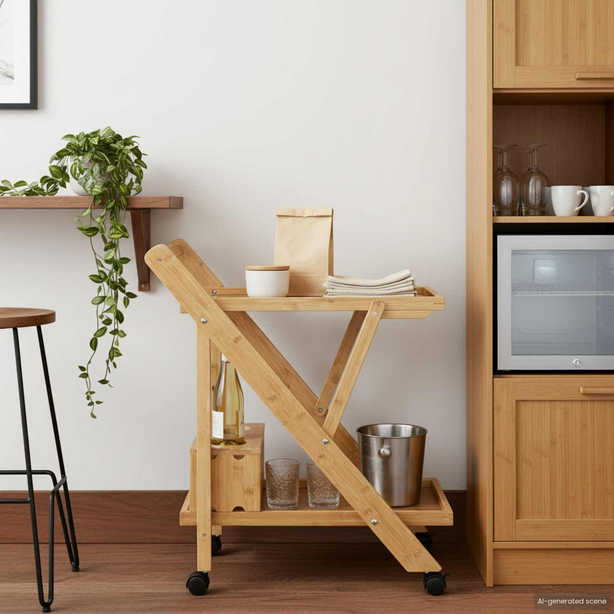 Kitchen Trolley with Wheels Light Brown 65 x 40.5 x 76.5 cm