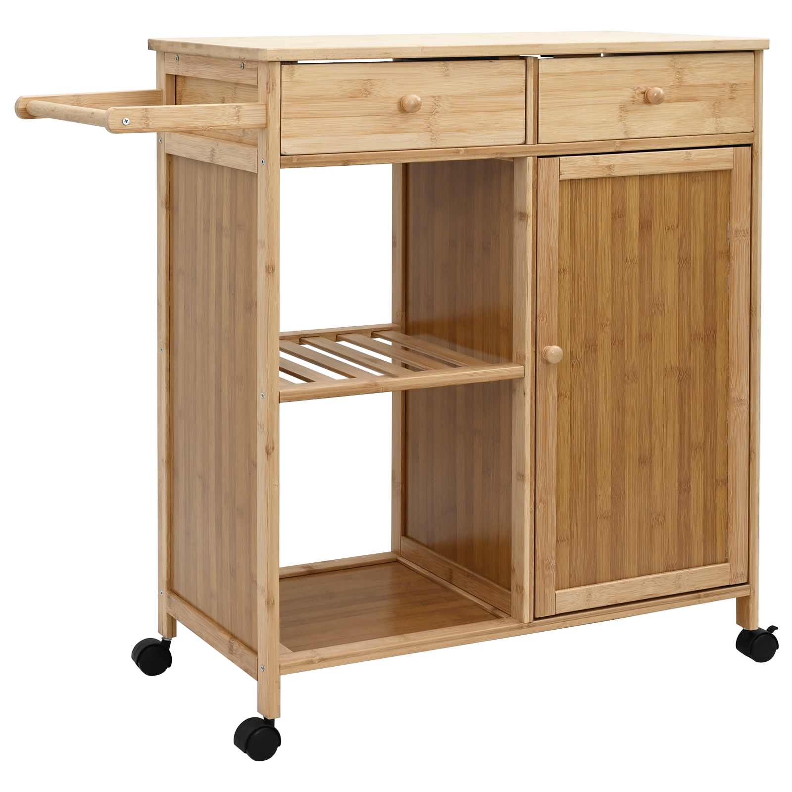 Kitchen Trolley with Wheels Natural 90.5 x 36 x 86.5 cm Bamboo