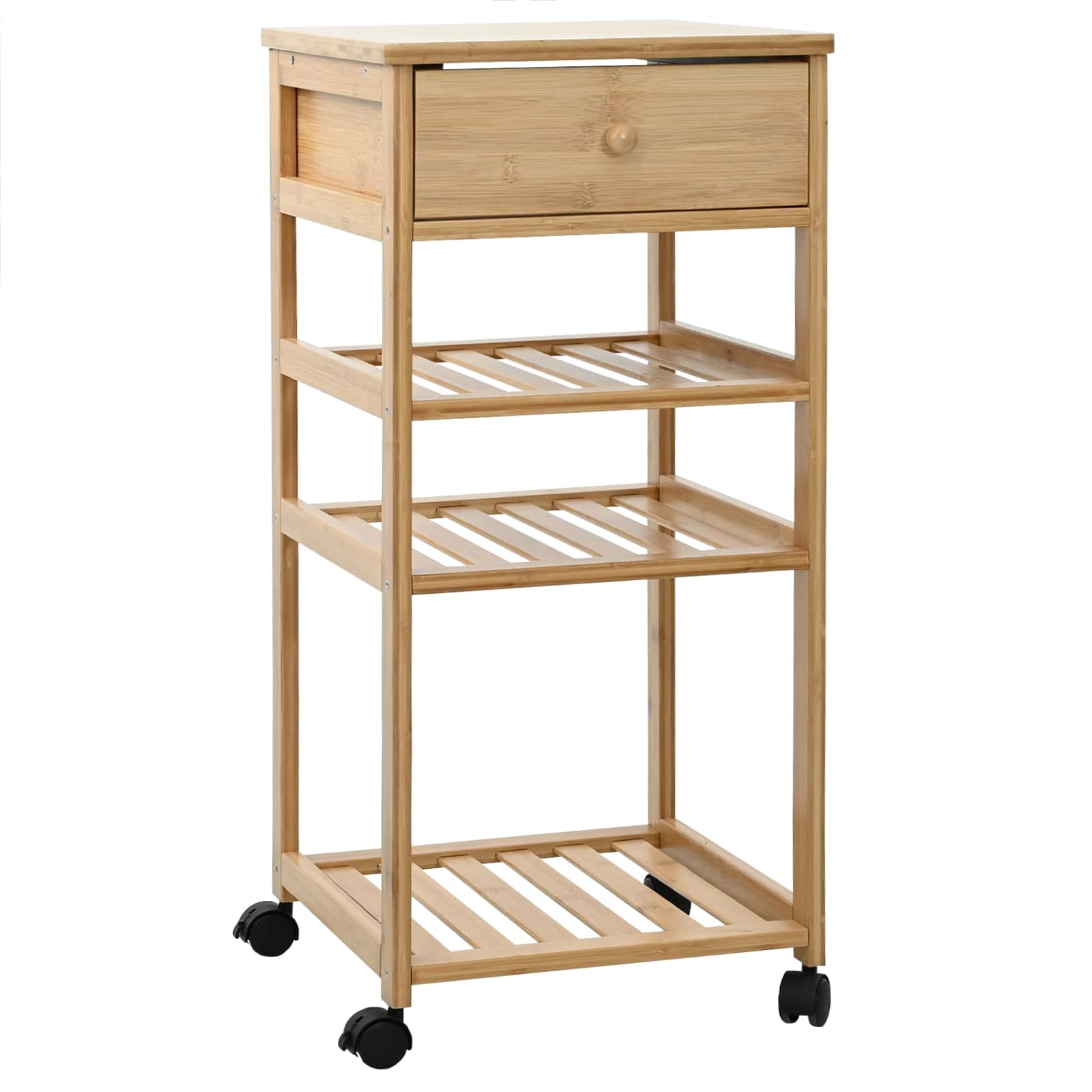 Kitchen Trolley with Wheels Natural 37 x 36 x 80 cm Bamboo