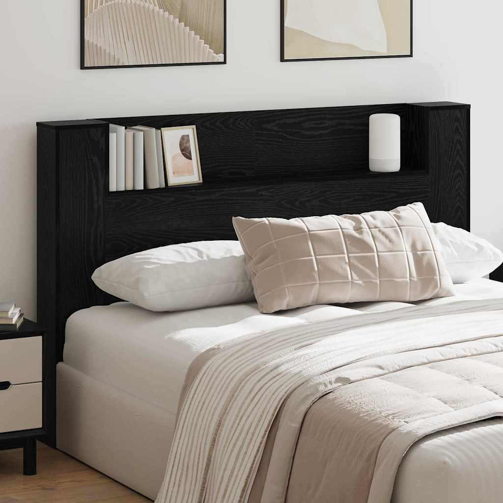 Headboard Black Oak 160 x 17 x 104,5 cm Engineered Wood