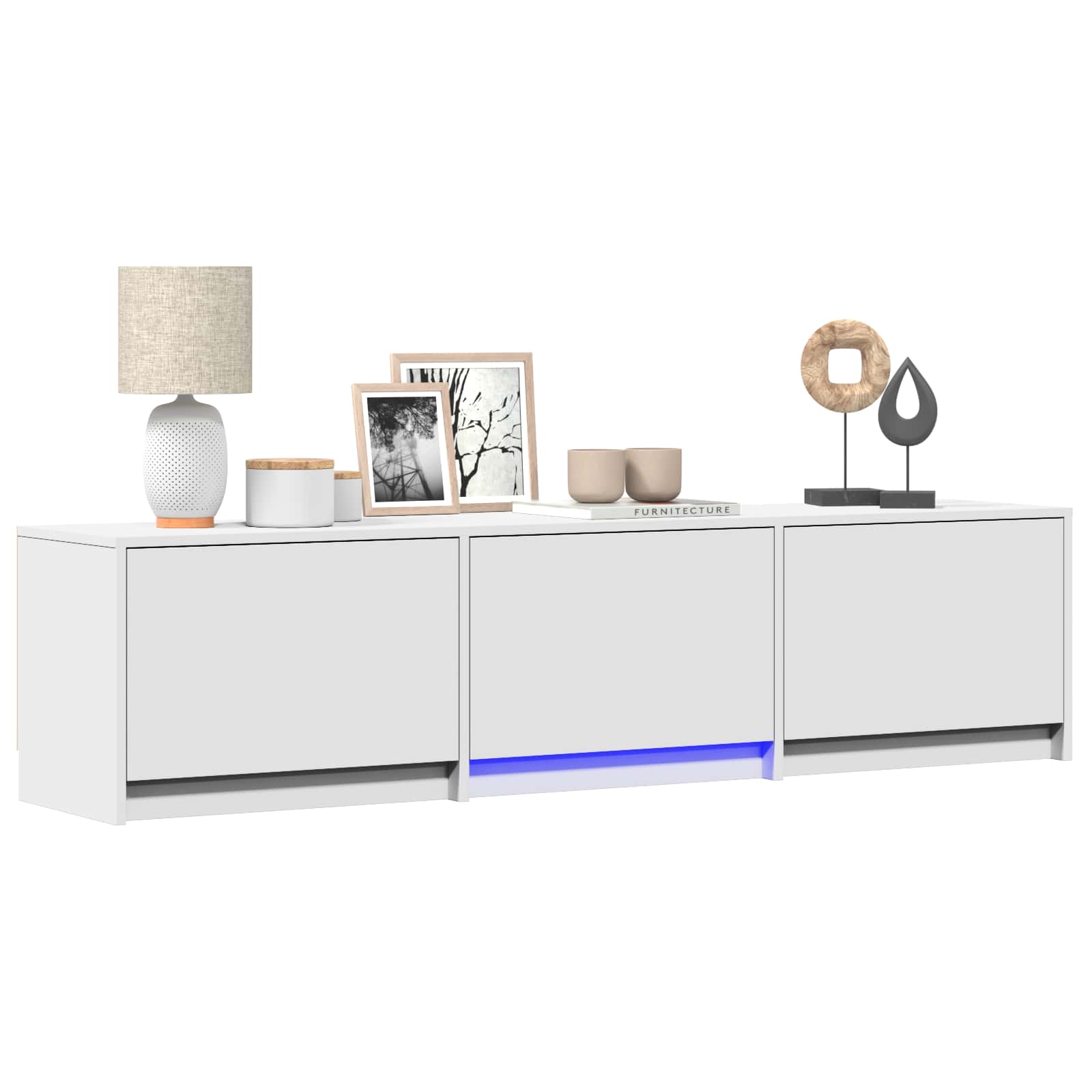 TV Cabinet with LED White 165 x 34 x 40 cm Engineered Wood