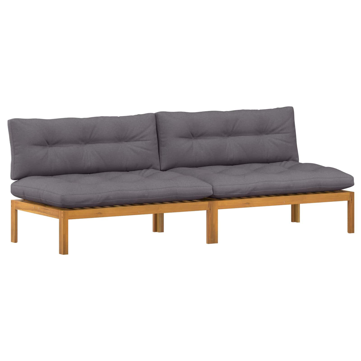 Middle Sofa Unit 2 Piece Natural and Dark Grey Acacia Wood