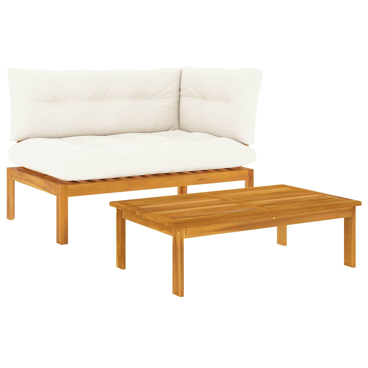 2 Piece Acacia Wood Brown
