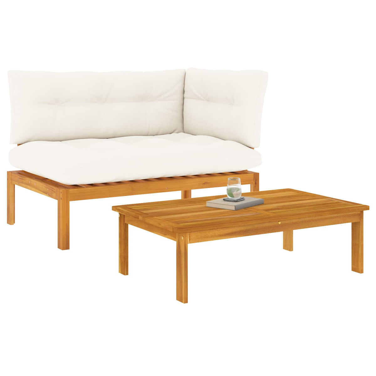 2 Piece Acacia Wood Brown