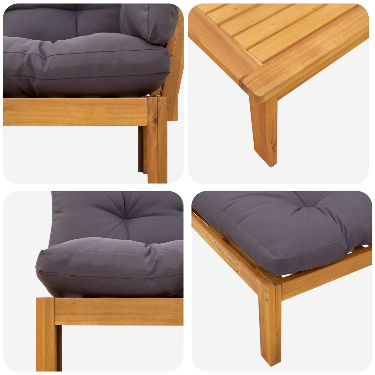 2 Piece Acacia Wood Brown