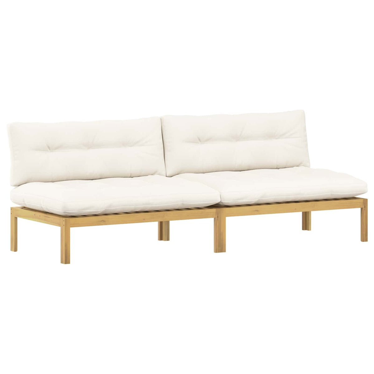 Middle Sofa Unit Light Acacia and Cream White 240 x 80 x 82 cm