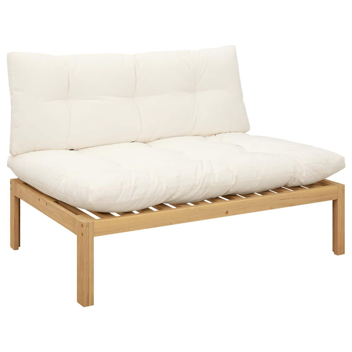 Middle Sofa Unit Light Acacia and Cream White 240 x 80 x 82 cm