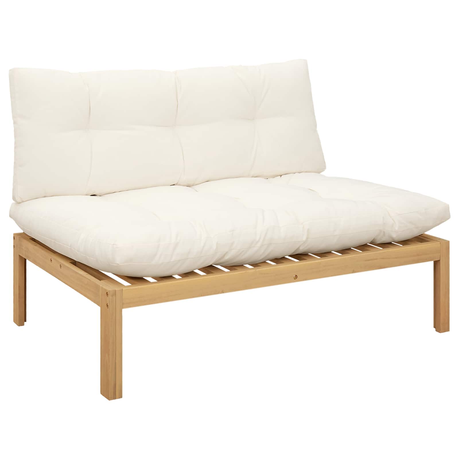 Middle Sofa Unit Light Acacia and Cream White 240 x 80 x 82 cm