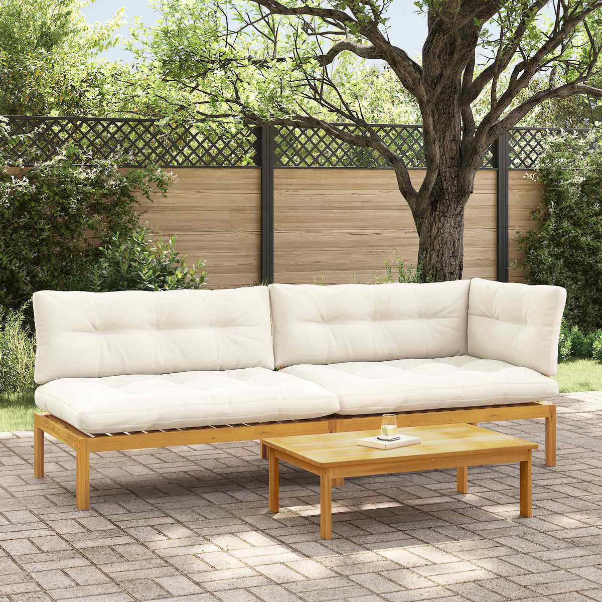 3 Piece Garden Pallet Sofa Units Solid Acacia Wood