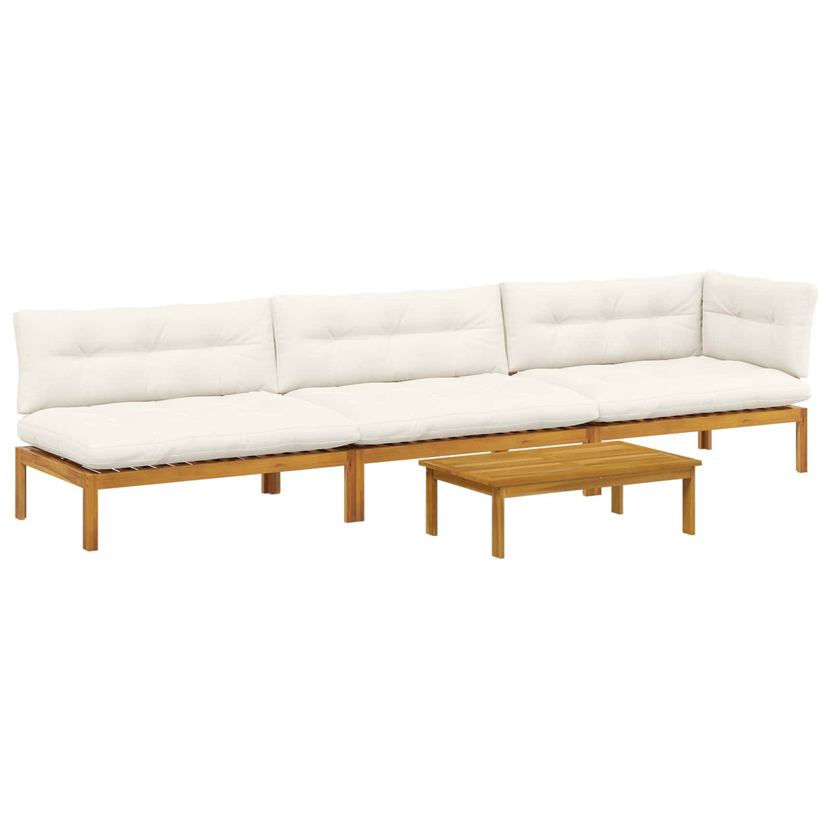 4 Piece Garden Pallet Sofa Units Solid Acacia Wood Natural