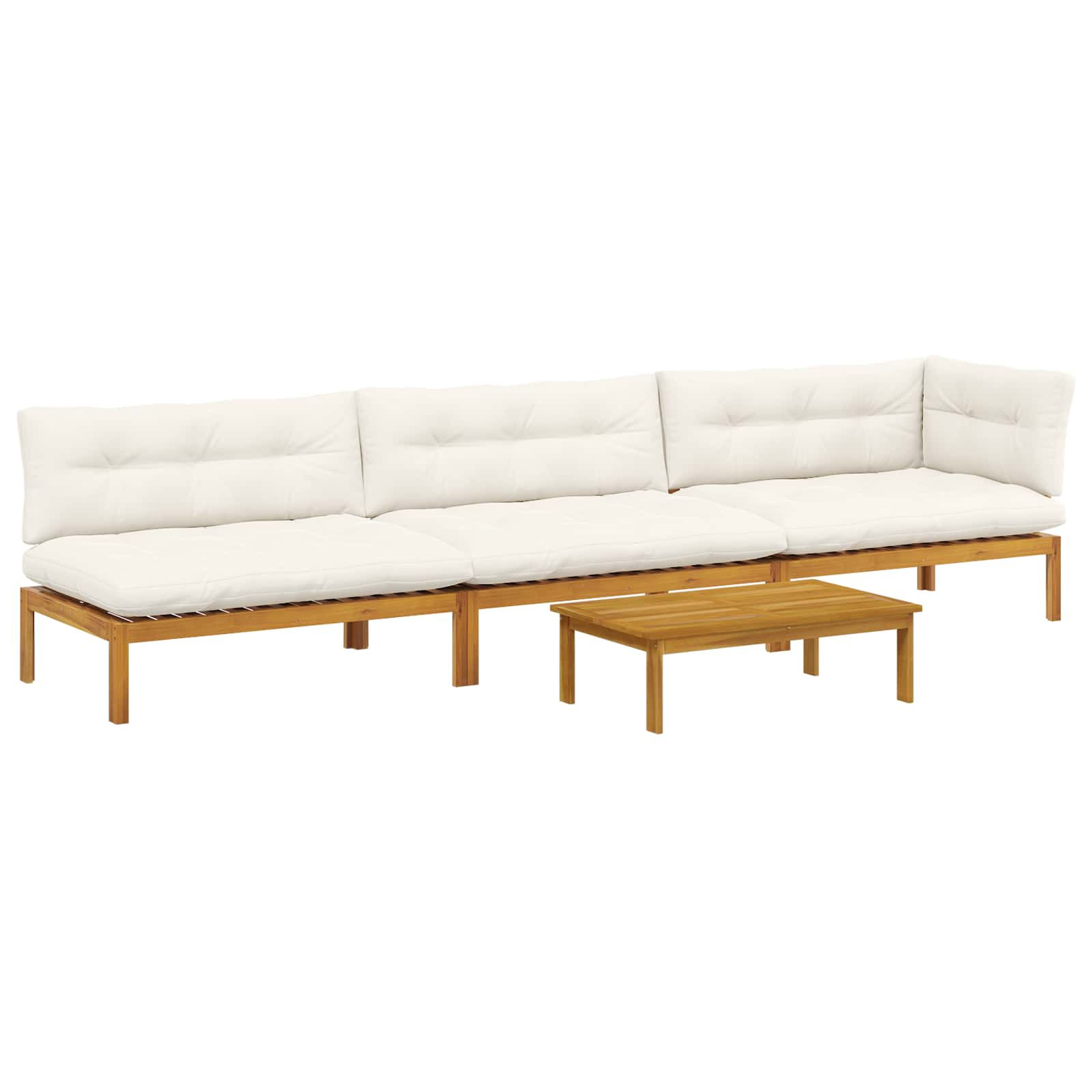 4 Piece Garden Pallet Sofa Units Solid Acacia Wood Natural