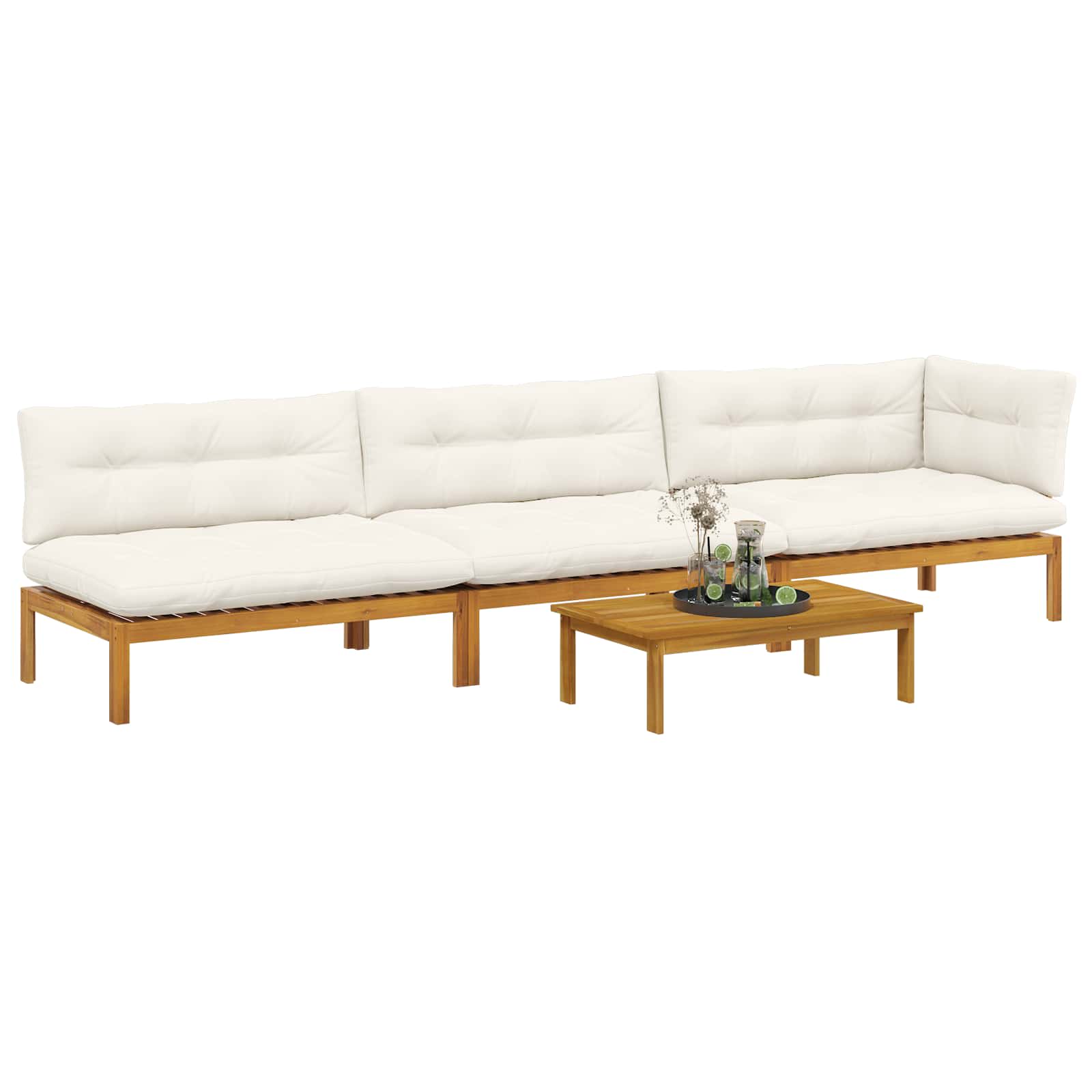 4 Piece Garden Pallet Sofa Units Solid Acacia Wood Natural
