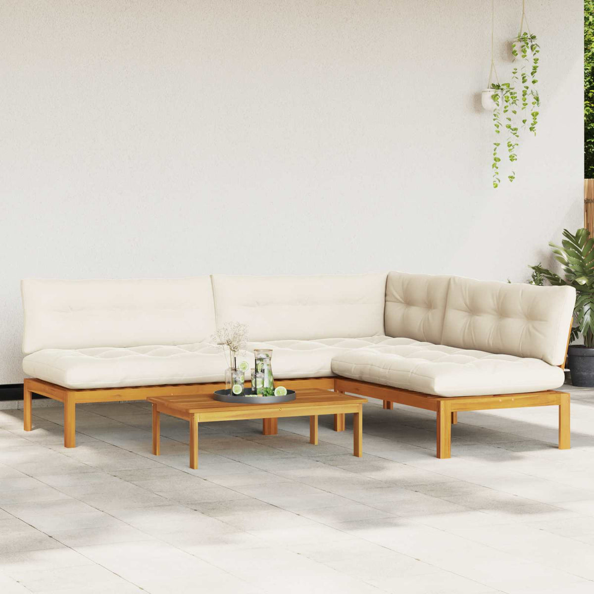 4 Piece Garden Pallet Sofa Units Solid Acacia Wood Natural