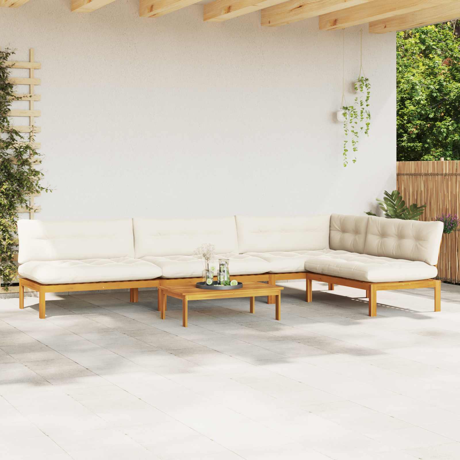 5 Piece Garden Pallet Sofa Units Solid Acacia Wood Natural