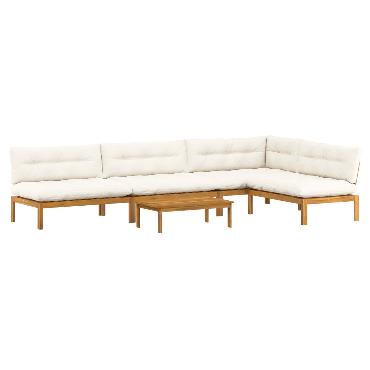 5 Piece Garden Pallet Sofa Units Solid Acacia Wood Natural
