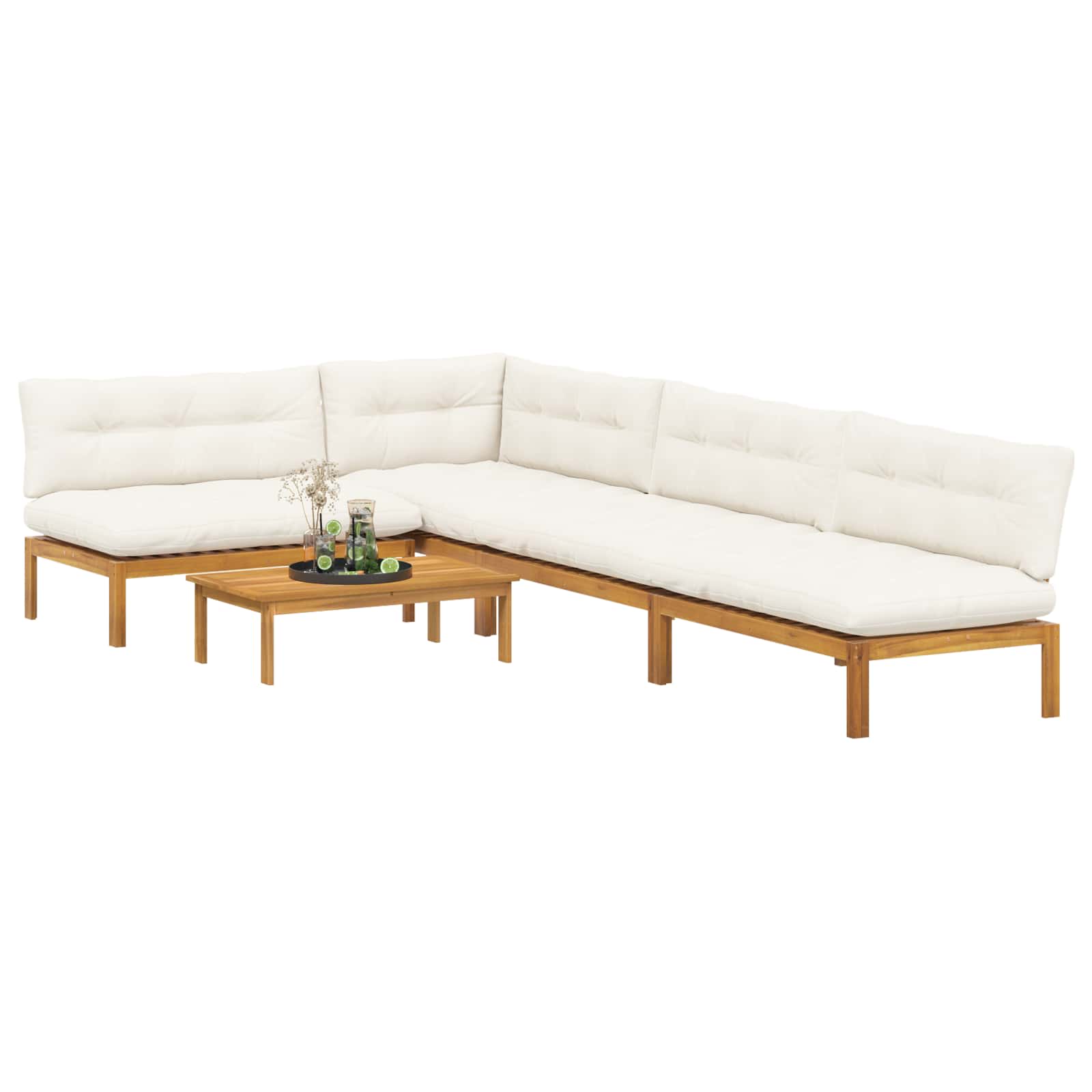 5 Piece Garden Pallet Sofa Units Solid Acacia Wood Natural