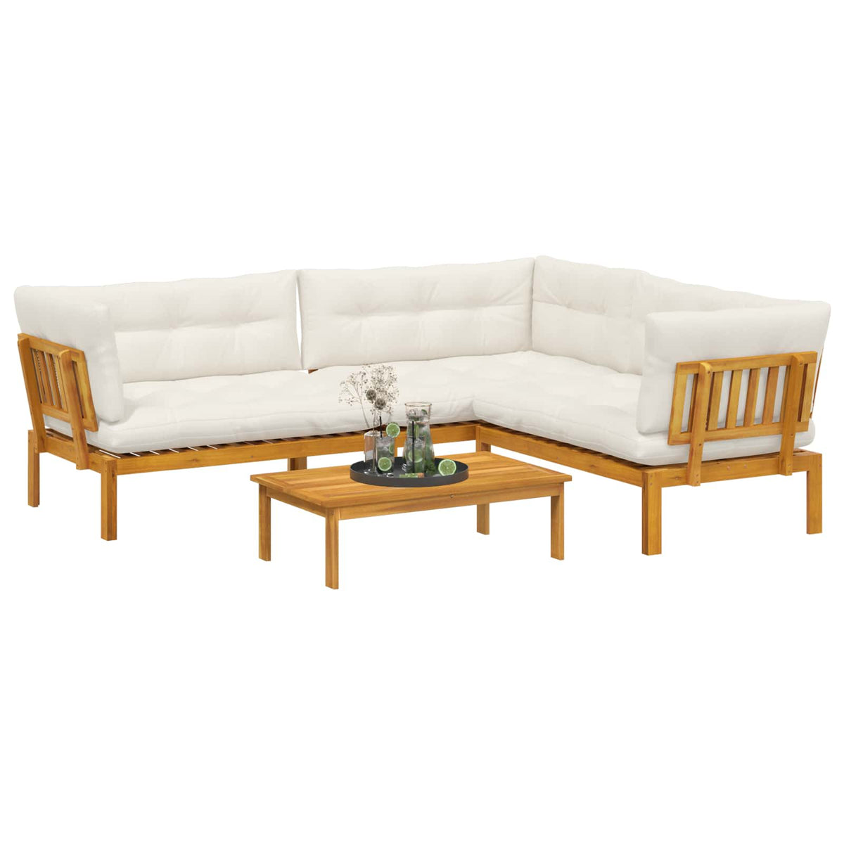 4 Piece Garden Pallet Sofa Units Solid Acacia Wood Natural